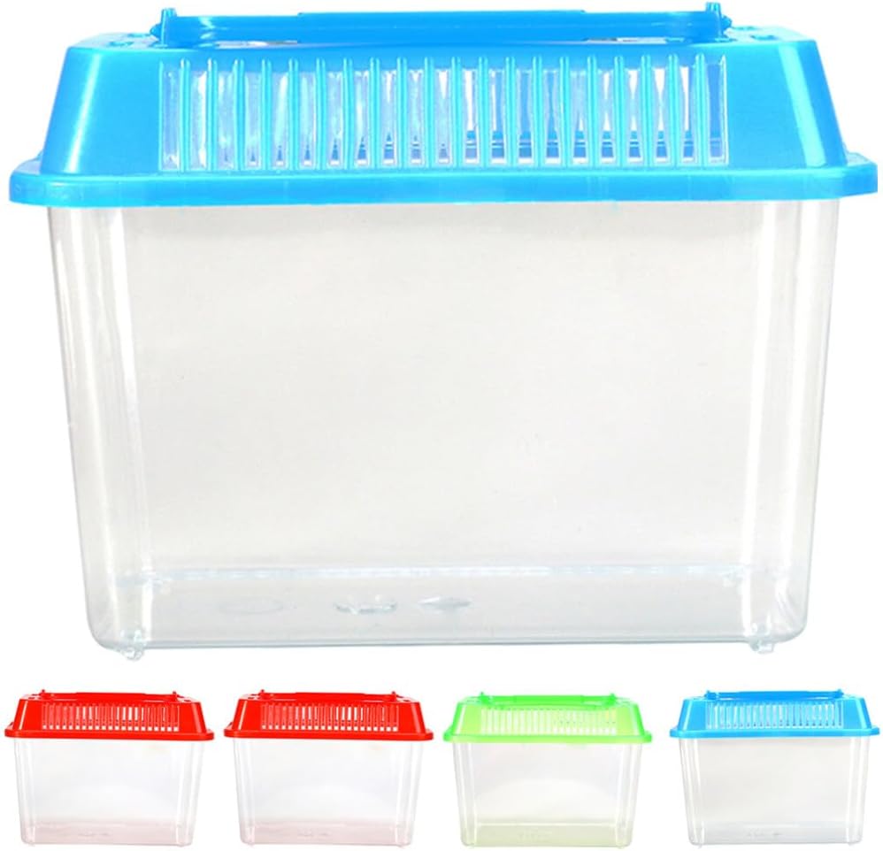 POPETPOP Cuencos de plástico para peces, 5 unidades, pequeño hábitat mundial, portátil, tanque de plástico transparente, caja de acuarios, caja de