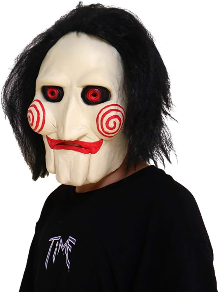 Máscara de sierra de Halloween, máscara de rompecabezas de asesino aterrador, máscara de Billy de película de terror, máscara de marioneta de