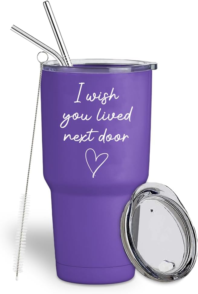 Vaso Viking de la Amistad de 30 onzas, con texto en inglés “I Wish You Lived Next Door Move Away”, idea de regalo para pareja o amante, diseño de