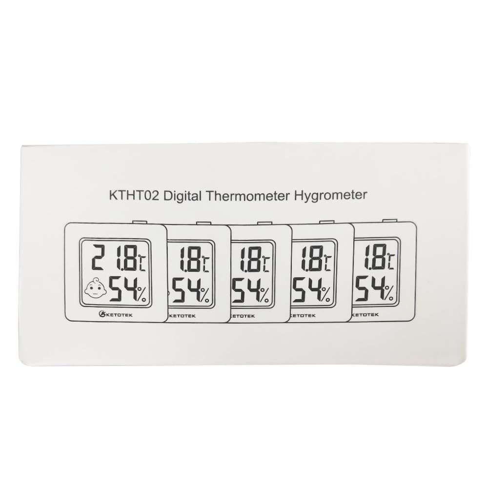 Termómetro digital para interiores, higrómetro, paquete de 5 monitores de temperatura ambiente y humedad con indicador de comodidad para casa,