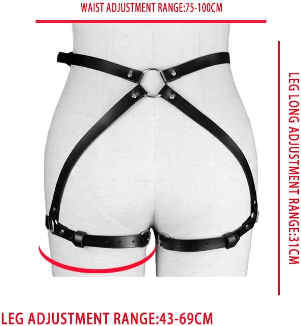 Arnés de cuero BDSM – Exquisito traje de dominatriz para mujer – Equipo BDSM de calidad premium, Negro –