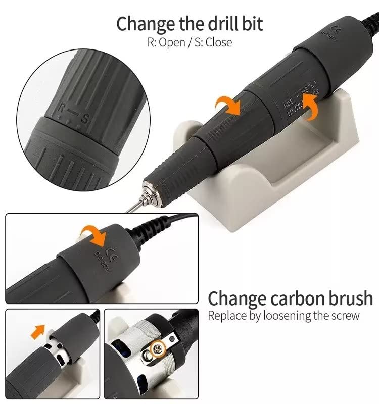 Micromotor de 35,000 RPM con escalón de pie disponible para juego de pulido de laboratorio, joyería sin escobillas tipo E Connect