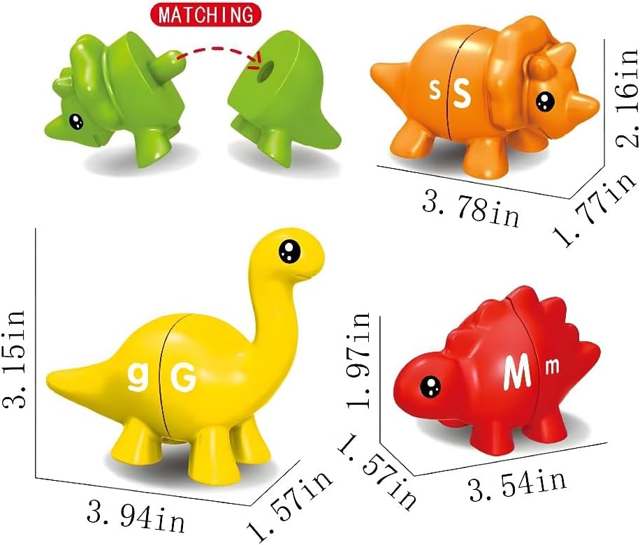 J-hong Juguetes de dinosaurios a juego, 26 piezas, juguete de contar y clasificar, clasificación de formas y colores, juguetes de dinosaurios de