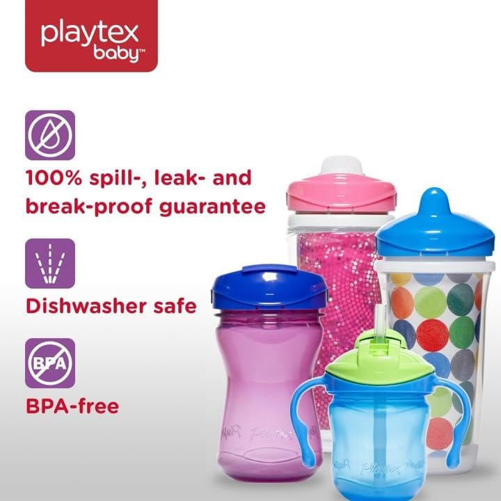 Playtex Baby Sipsters Stage 3 Paw Patrol – Vasos con boquilla a prueba de derrames, a prueba de fugas, a prueba de roturas, rojo y azul, 9 onzas, 2