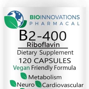 BioInnovations Pharmacal B2-400 Riboflavina pura – Salud del sistema nervioso, desintoxicación de homocisteína, cardiovascular, ayuda a aumentar la BioInnovations Pharmacal B2-400 Riboflavina pura – Salud del sistema nervioso, desintoxicación de homocisteína, cardiovascular, ayuda a aumentar la