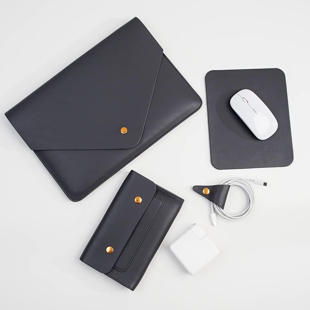 Funda de cuero para laptop de 13 pulgadas compatible con MacBook Air M2 de 13 pulgadas, 13 MacBook Pro M2, Surface Pro 3 4 5 6 7, Dell XPS 13 con
