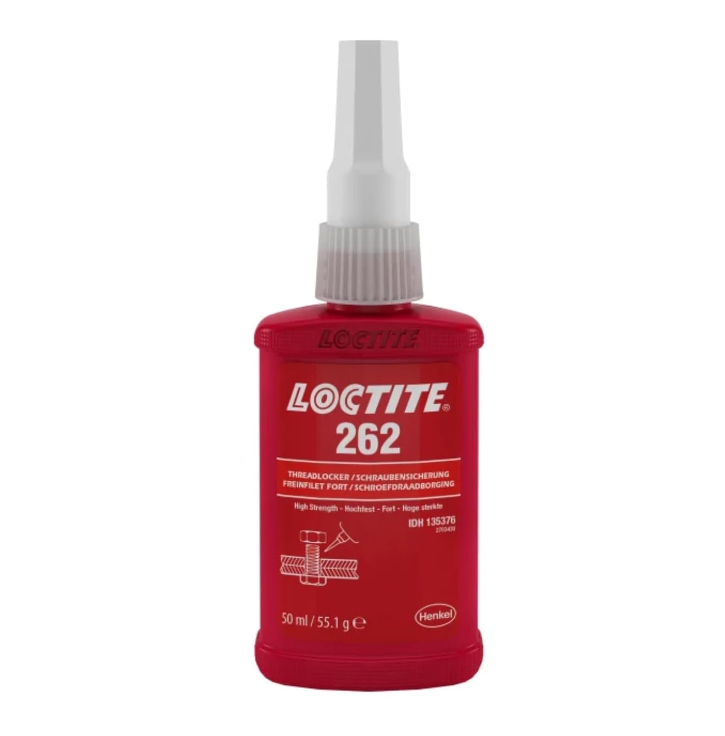 Loctite 26231 sellador de rosca de alta potencia, color rojo 262, 1.69 onzas líquidas onzas líquidas Botella