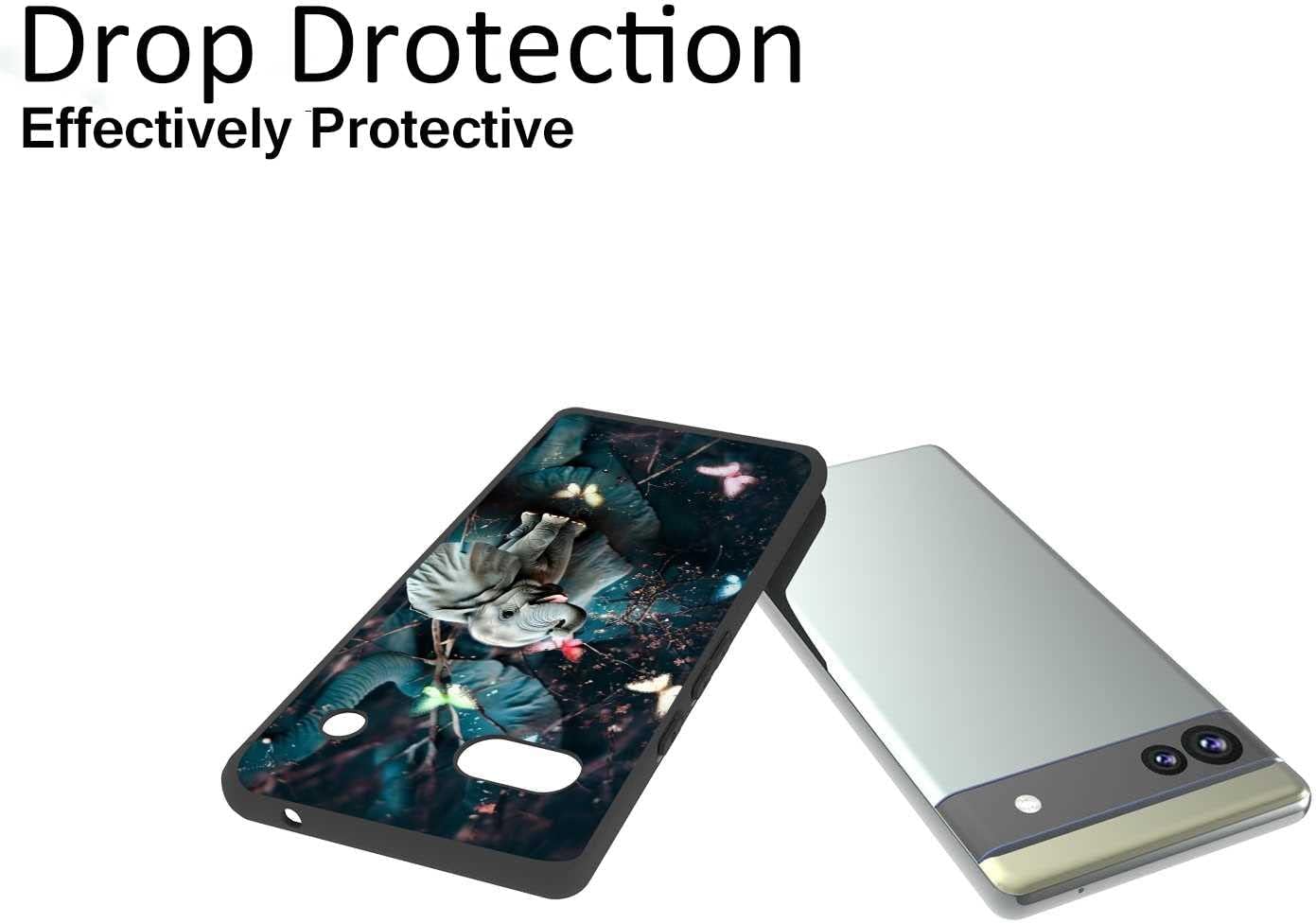 Compatible con Google Pixel 6A – Funda de elefante, lindo elefante bebé colorido mariposas bosque gráfico para Google Case hombres mujeres, funda de