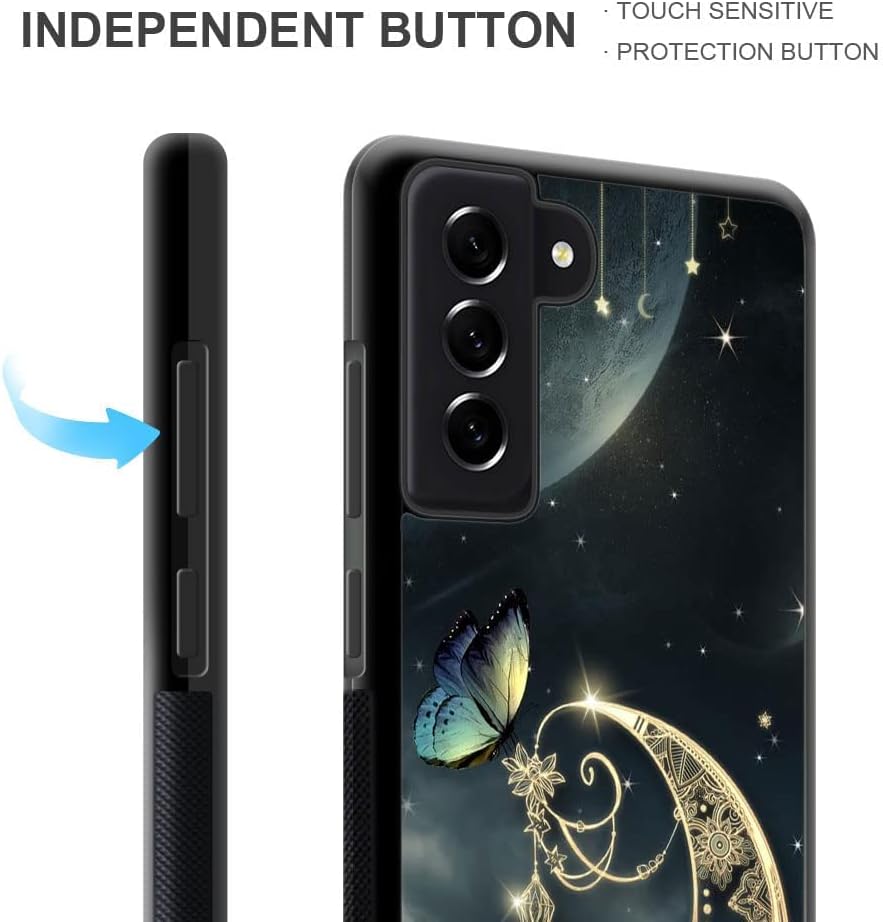 DJSOK Funda compatible con Samsung Galaxy S23 Plus, diseño de estrella de mariposa y luna para niñas y hombres, patrón de protección contra caídas