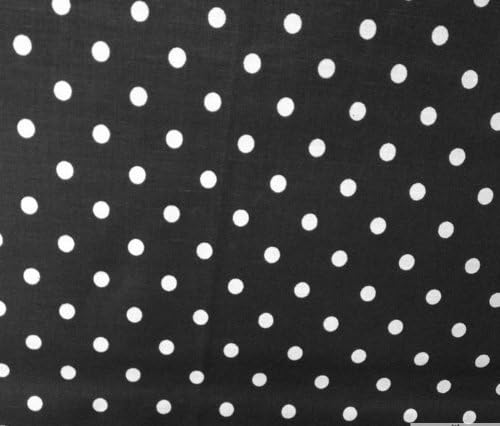 Small Polka Dot Poly Cotton White Dots on Black 58 Inch Fabric by The Yard (F.E.