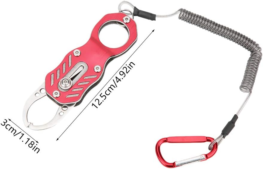 Mini abrazadera de agarre de pesca con cuerda antipérdida, diseño de aleación de aluminio ligero para un fácil control de peces y resistencia a la