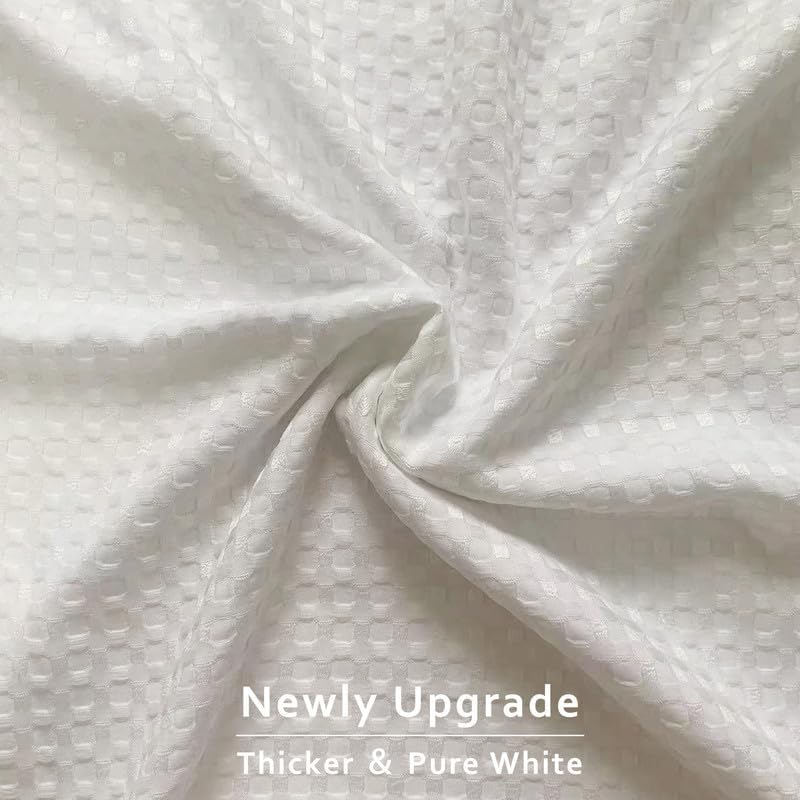 Falda de cama plisada con tejido de gofre, volantes de polvo a medida de 22 pulgadas, caída de fácil ajuste, lavable a máquina (blanco, matrimonial,