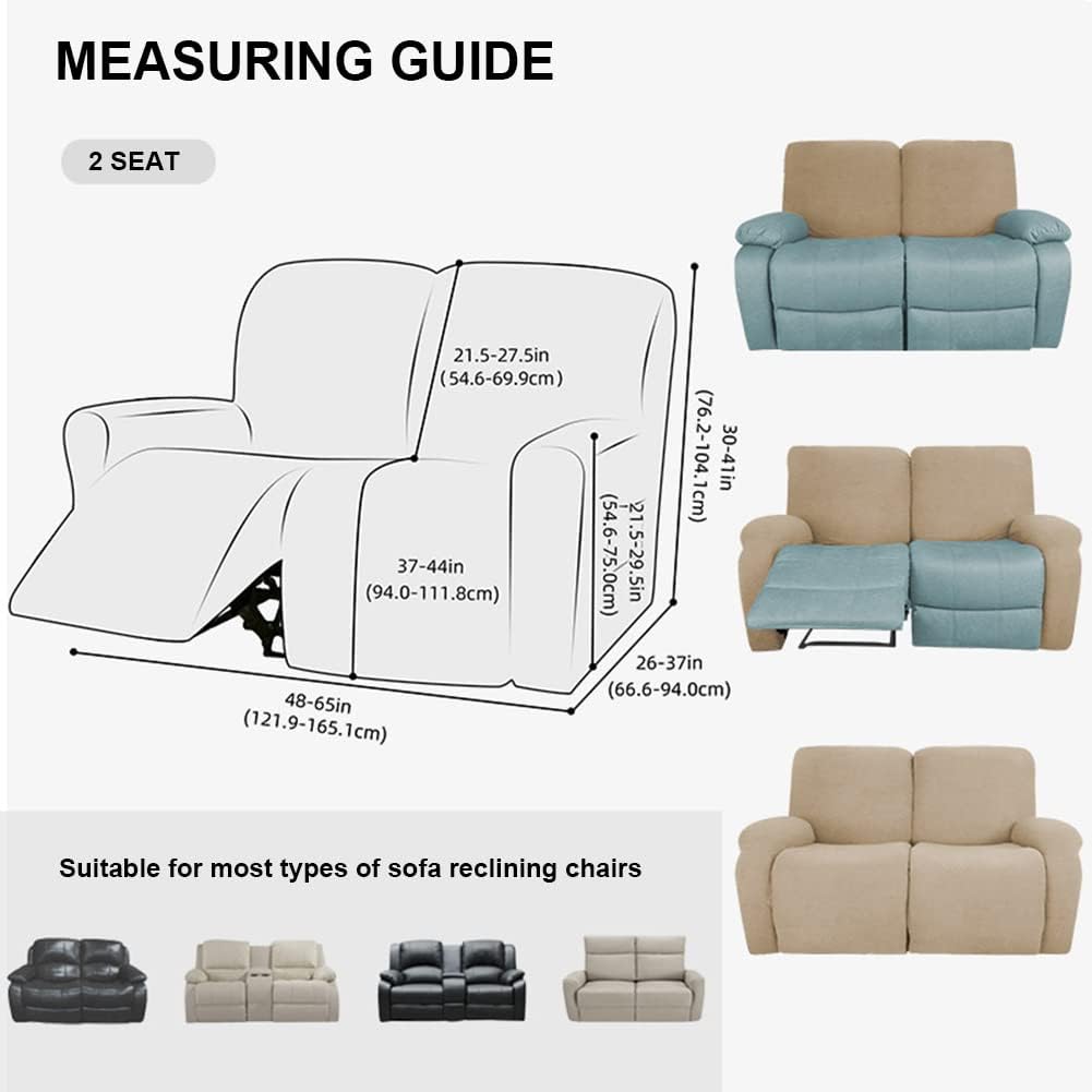 vctops Repelente al agua, 6 piezas, funda de sofá reclinable para sofá biplaza reclinable, tela jacquard elástica, suave, protector de muebles