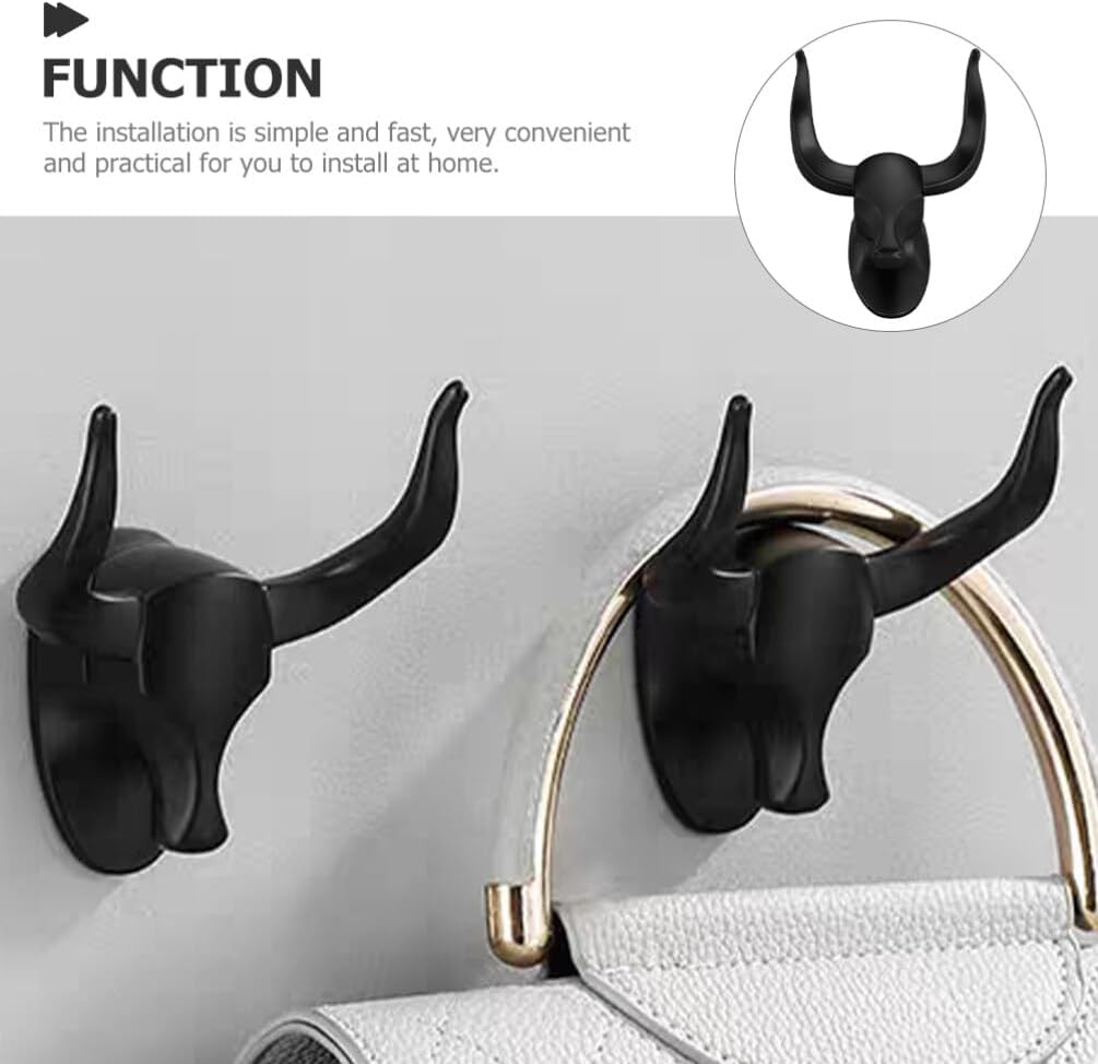 EXCEART Gancho de una sola pared con forma de animal creativo, esculturas de vaca rústicas, colgador de gancho resistente montado en la pared de