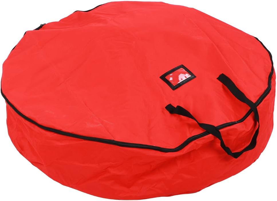 Fydun Bolsa de almacenamiento roja decoración campana corona guirnalda contenedor impermeable a prueba de polvo rojo almacenamiento para la familia