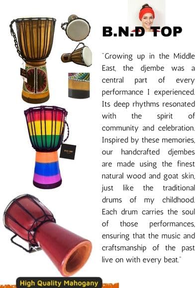 Drum Djembe es una cuerda de piel de cabra cubierta de cáliz africano tocado por manos estilo África occidental jembe para tambores círculo y más (6