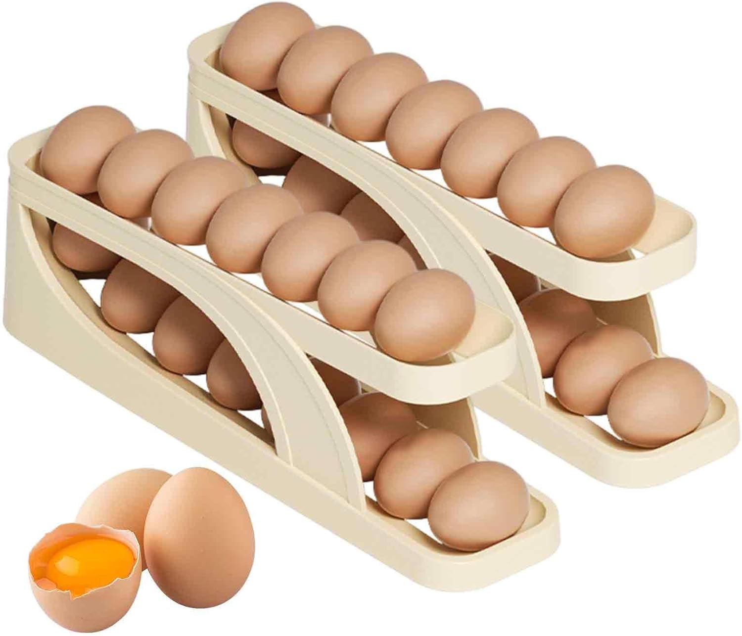 Bandeja rodante para huevos para nevera, bandeja de huevos enrollable para 12-14 huevos, soporte dispensador de huevos para encimera de cocina,