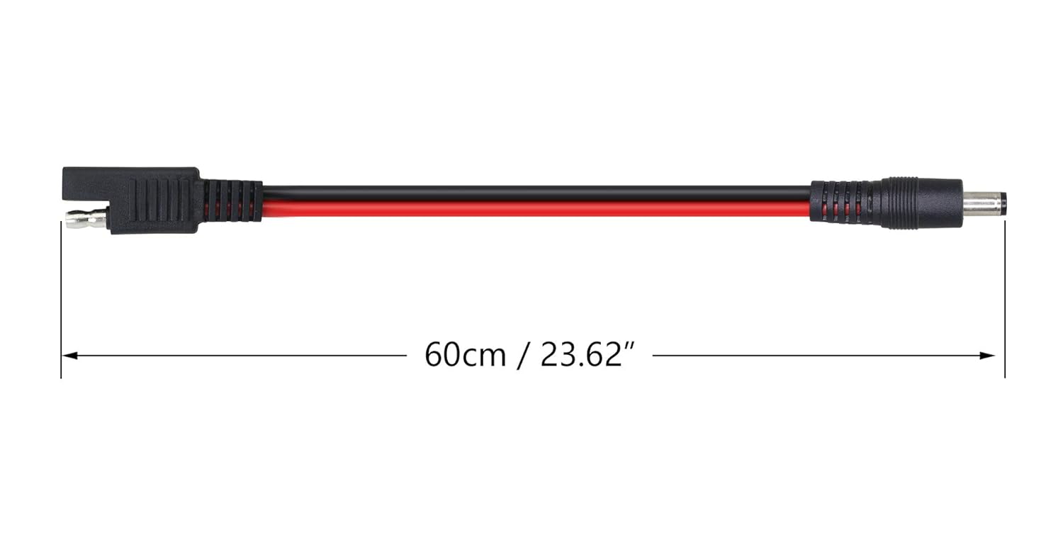 CERRXIAN 23.6 in 14AWG DC 0.217 in x 0.083 in Macho a SAE 2 Pin Cable de Desconexión Rápida Arnés de Cable de Extensión para Alimentaciones