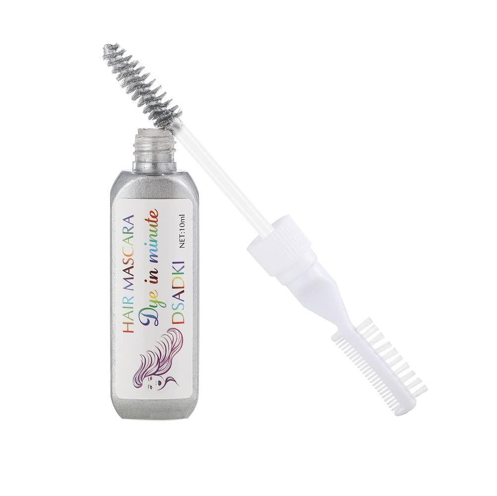 Rímel temporal para el cabello, lavable, tinte para el cabello, no tóxico, tinte instantáneo para tiza, para niñas y mujeres (gris plateado)