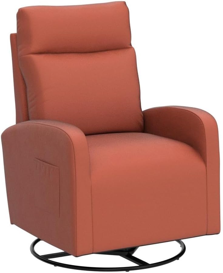 KINFFICT Silla giratoria moderna, mecedora tapizada para el cuarto del bebé, cómoda silla mecedora con respaldo alto con bolsillo lateral y