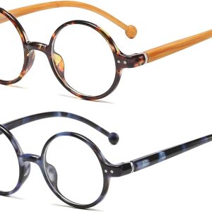 JOVAKIT Lentes de bloqueo de luz azul redondos retro para mujeres y hombres, estilo literario vintage, sin receta JOVAKIT Lentes de bloqueo de luz azul redondos retro para mujeres y hombres, estilo literario vintage, sin receta