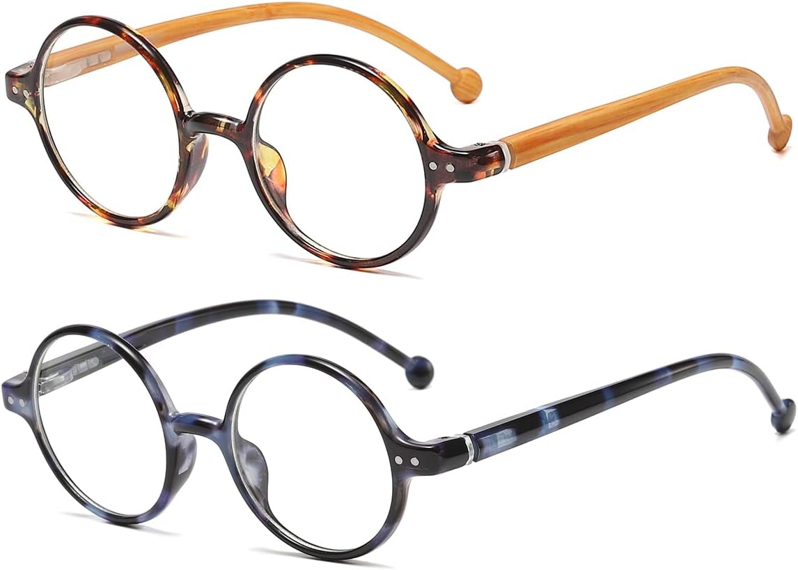 JOVAKIT Lentes de bloqueo de luz azul redondos retro para mujeres y hombres, estilo literario vintage, sin receta