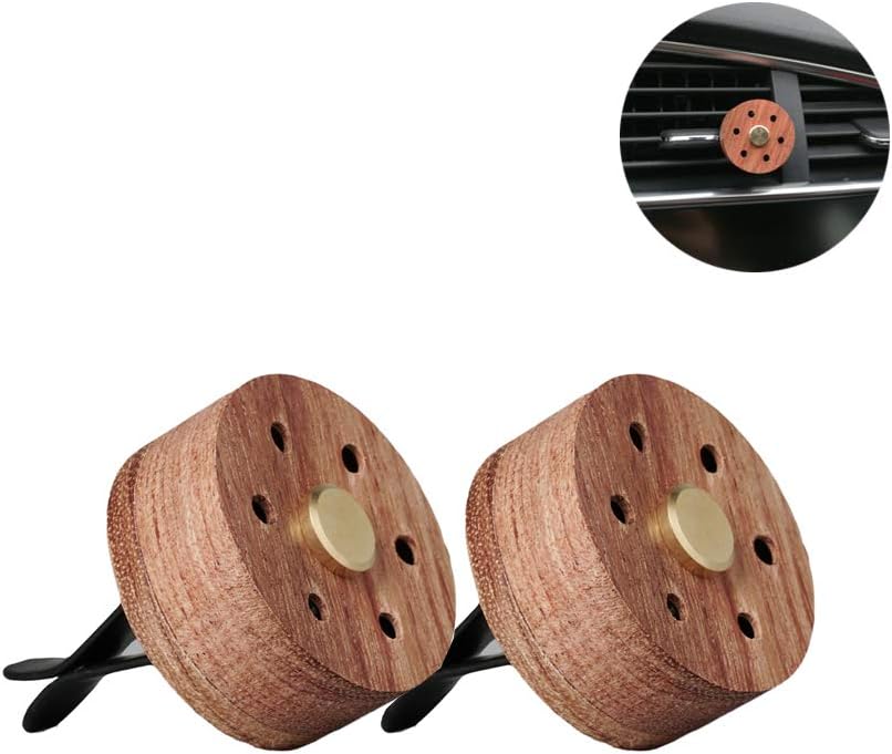 Yeejok Difusor de aceite esencial para automóvil con clip de ventilación, difusor de aromaterapia de piedra de lava de acero inoxidable de madera,