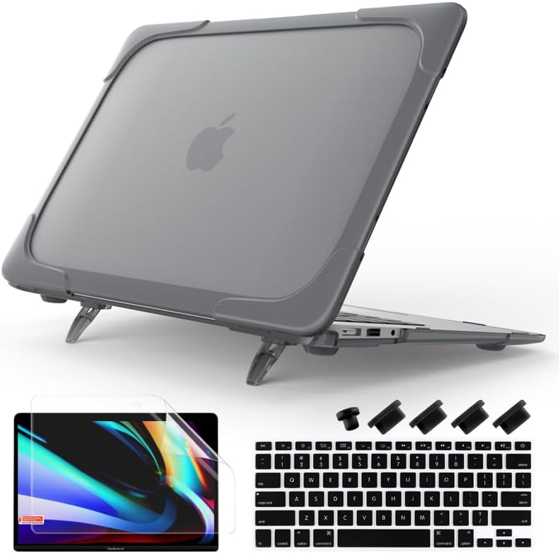 Batianda Funda resistente para MacBook Air de 13 pulgadas 2017 modelo A1466A1369, a prueba de golpes, con soporte plegable para mayor durabilidad y