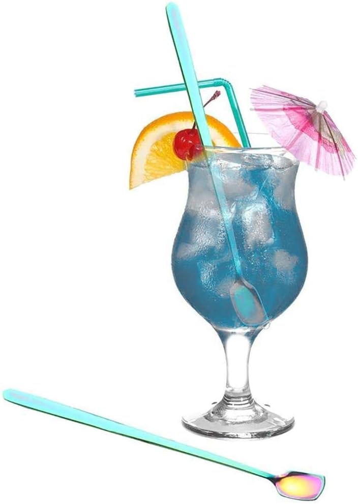 COMIART – Cucharas de té helado de mango largo para mezclar, 6.7 pulgadas, cabeza cuadrada, cucharaditas de café, cucharas de cóctel, ideal para uso