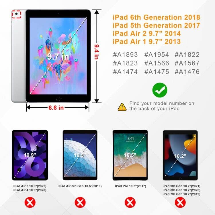 Fintie – Funda para iPad 9.7 2018 2017  iPad Air 2  iPad Air – Funda protectora giratoria a 360 grados con pie, función de apagadoencendido