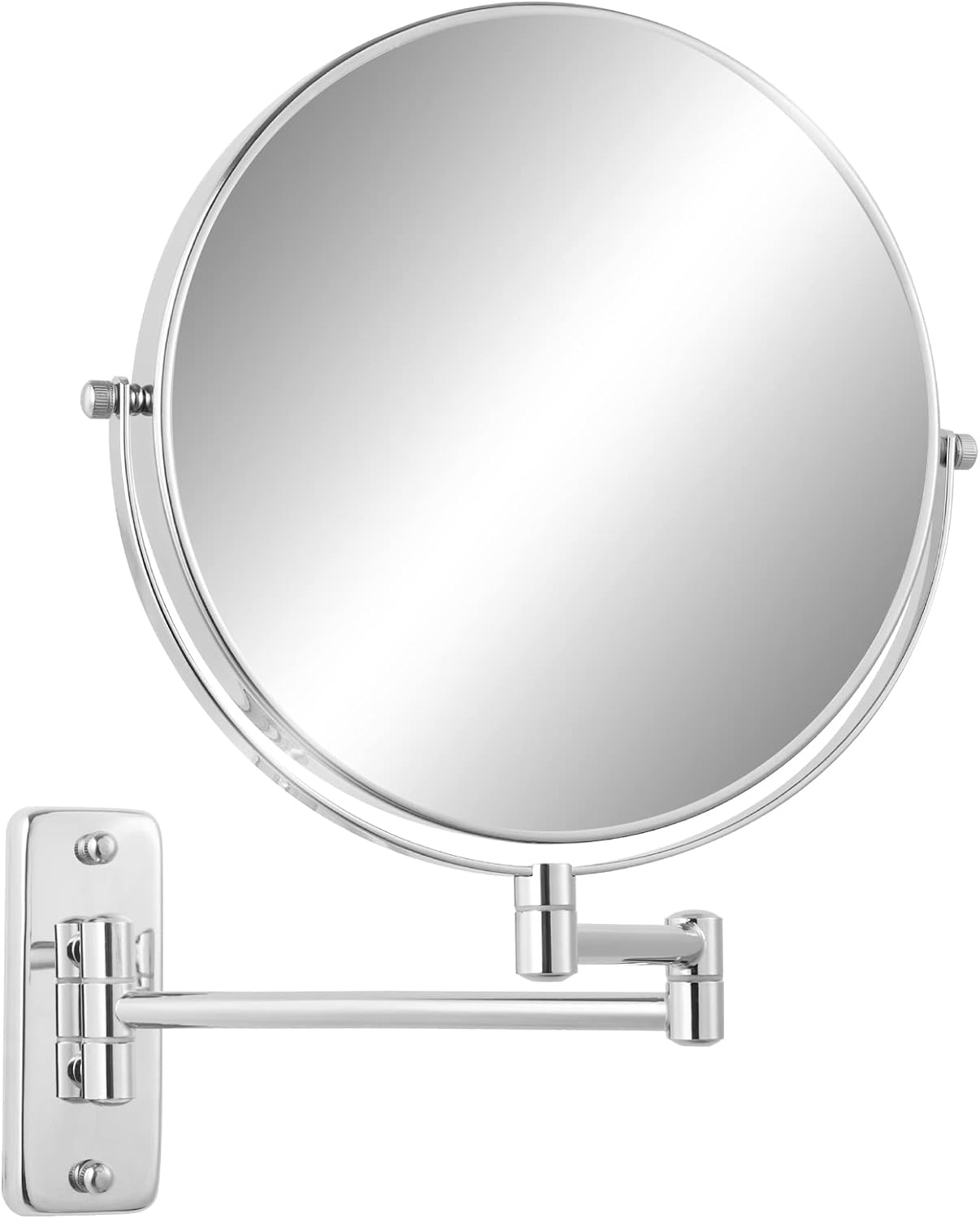 Espejo de aumento de montaje en pared de 8 pulgadas, espejo de maquillaje de doble cara 1X10X, espejo extensible giratorio 360 para baño, cromado
