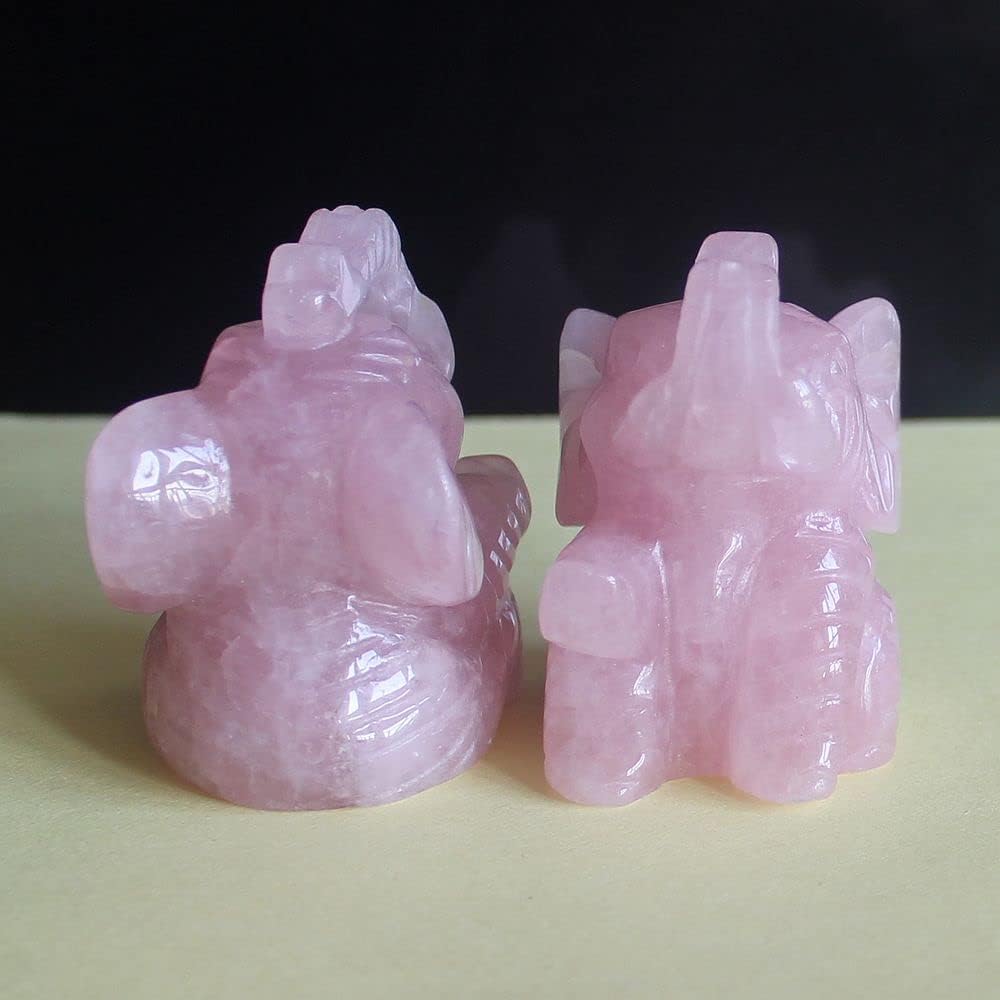 Figura tallada a mano con piedras preciosas mixtas de cristal sentado elefante estatua de talla animal para decoración del hogar de 2 pulgadas