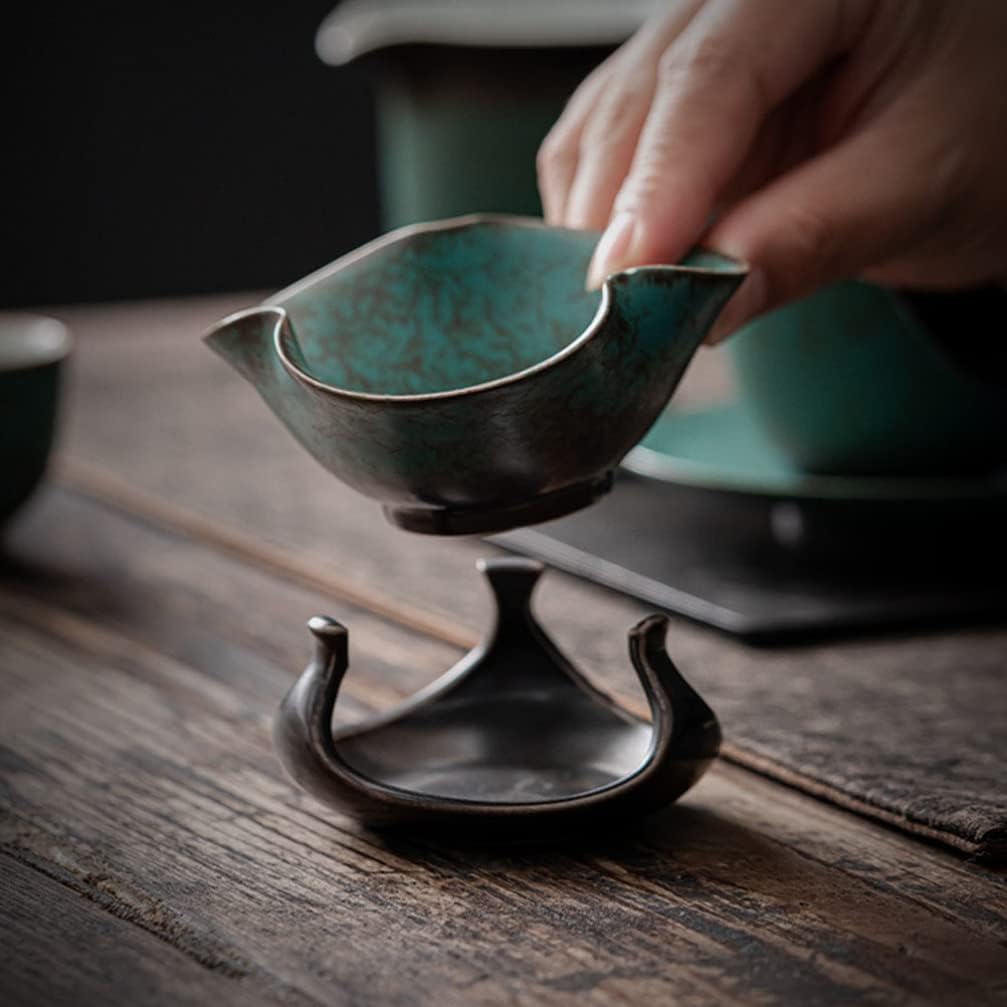 DOITOOL Colador de té de porcelana, 1 juego de infusor de té, filtro de té de cerámica retro, filtro de té de Kung Fu, colador de té de hojas