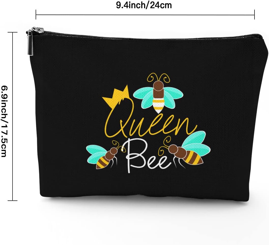 Regalos temáticos de abeja reina para mujeres, bolsa de maquillaje de abejorros, regalos para amantes de las abejas, Beeyoutiful Honeybee Crown