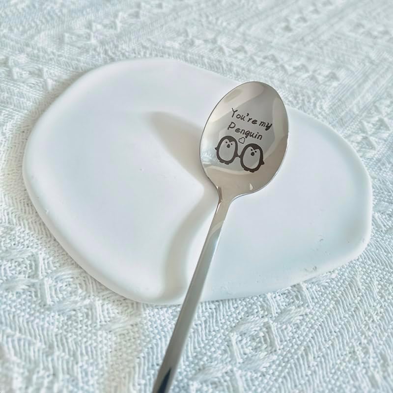 Cuchara de regalo de aniversario de Navidad para pareja, regalos para novio, novia, You Are My Pingüino, cucharas para marido, esposa, pingüino,