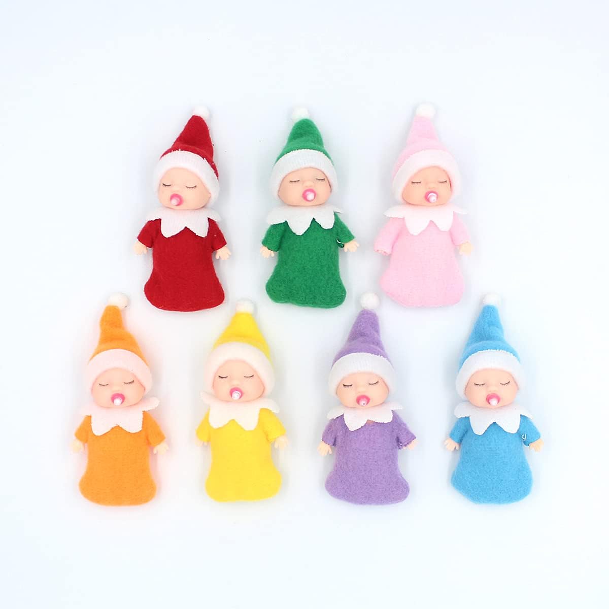 WULEEUPER Muñeca elfo durmiente con chupete  Juguetes de elfo en miniatura de Navidad  Regalo de fiesta de decoración de Año Nuevo (verde)