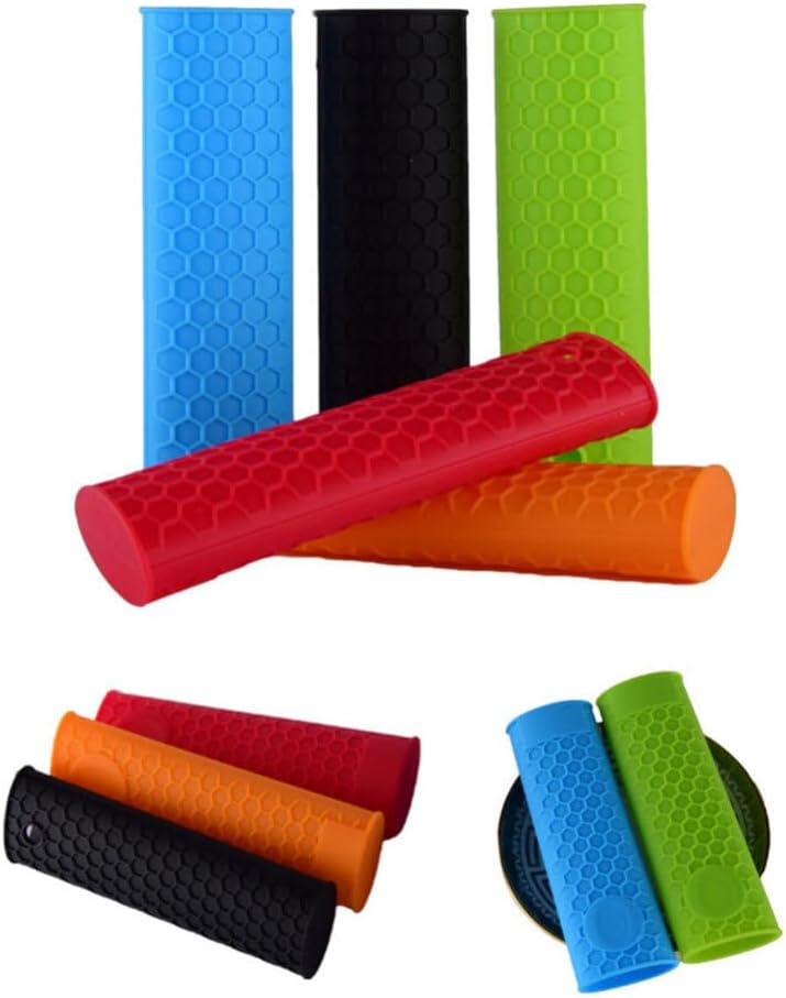 CALLARON 4 fundas para mango de olla, cubierta de mango de hierro fundido, funda de silicona para mango de olla de silicona, soporte de mango