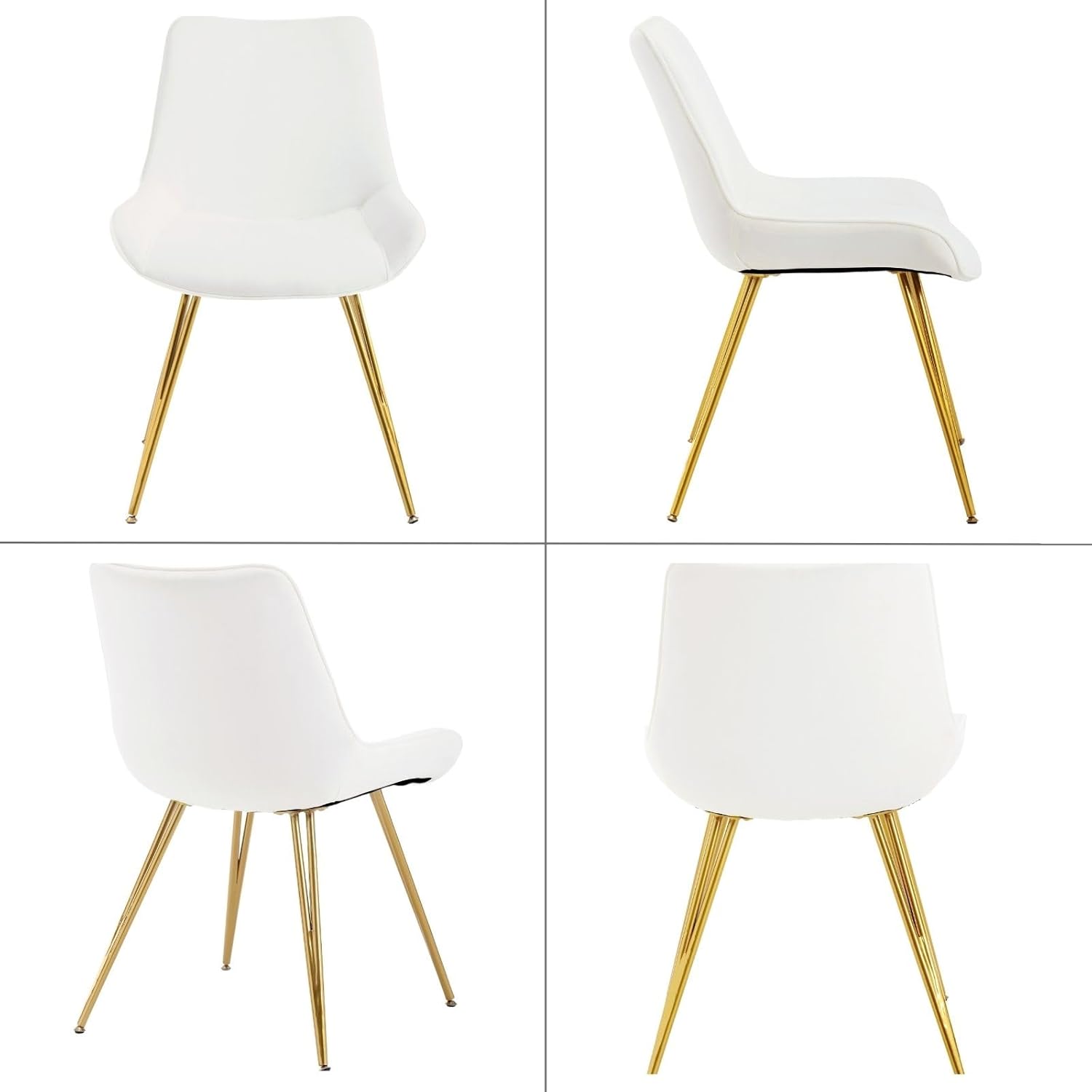 DUOMAY Juego de 2 sillas de comedor modernas, de terciopelo, tapizadas, sin brazos, sillas de sala de espera con patas de metal dorado para cocina,