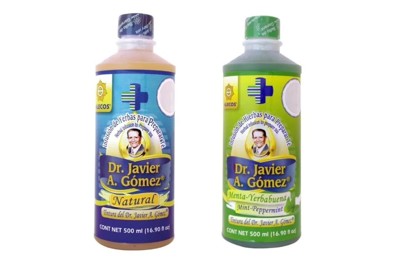 Alecos Tintura Infusión de Yerbas del Dr. Javier A. Gómez Natural y Menta Yerbabuena 16.9 fl oz (Paquete de 2), 2.2 libras