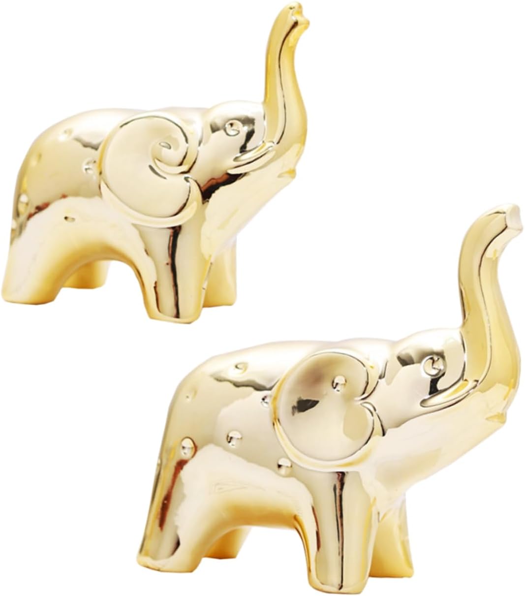 Abaodam 6 piezas de elefante bebé chapado en oro adorno elefante miniatura riqueza suerte estatua jardín elefante estatua fantasma elefante salvaje