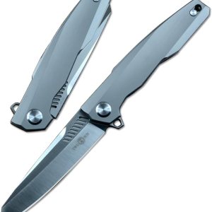 TwoSun Cuchillo TS88 M390 Hoja Mango de Titanio Novedad Espiga y Mortaja Trabajo (mango gris) TwoSun Cuchillo TS88 M390 Hoja Mango de Titanio Novedad Espiga y Mortaja Trabajo (mango gris)