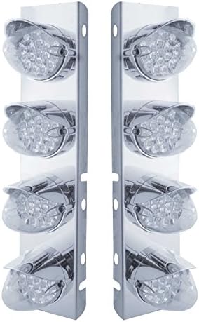 United Pacific 37710 PB SS Soporte de filtro de aire delantero w8X 19 luces reflectoras LED y viseras – LED ámbarlente transparente