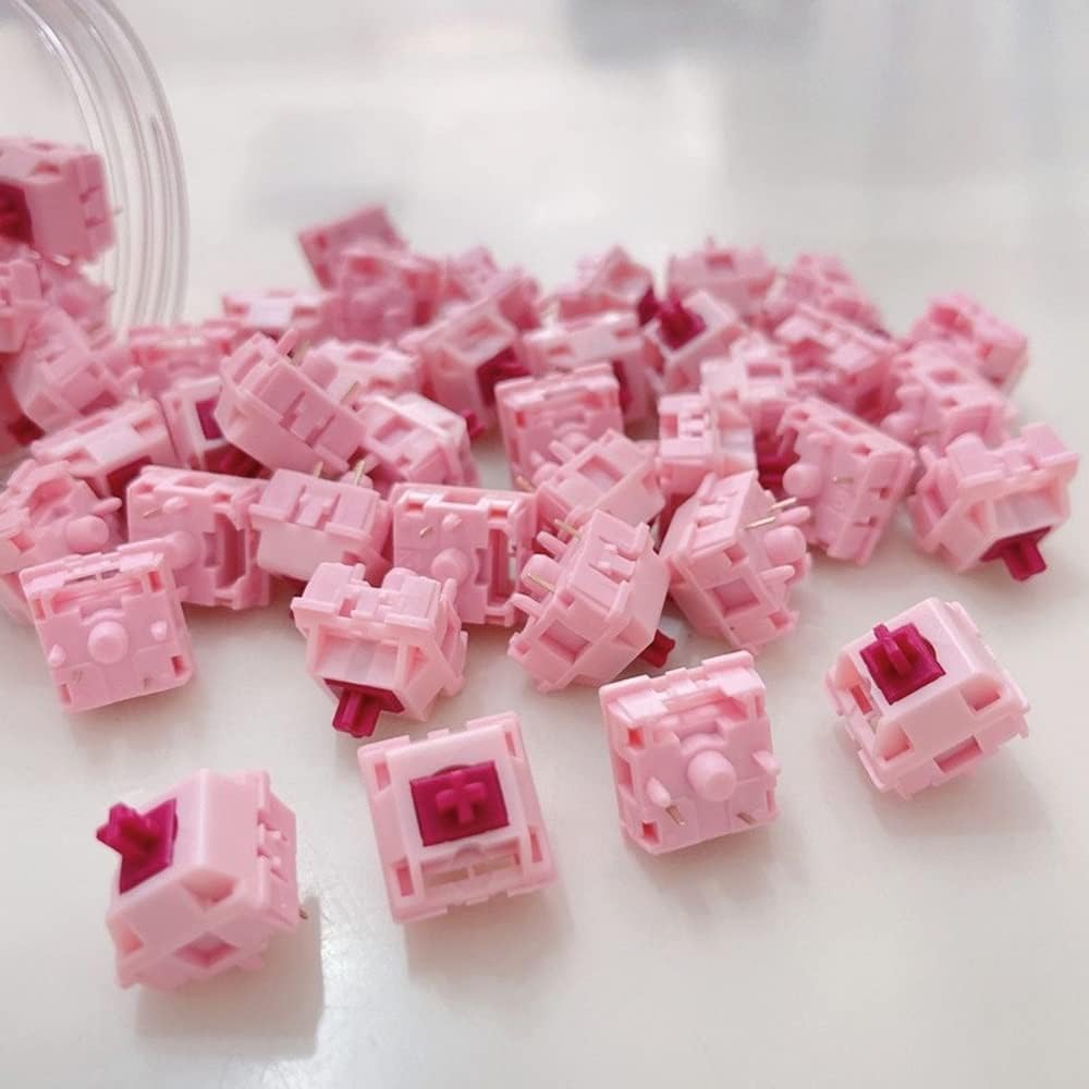 KTT Darling Interruptores extendidos POM Stem Rosa 5Pin 1.59 oz Interruptor lineal para teclado mecánico de juegos personalizado (Tamaño  30 piezas)