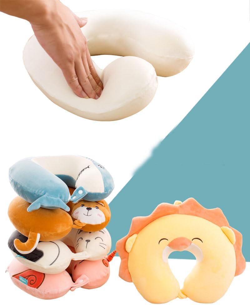 VIFINE Almohadas de cuello de espuma viscoelástica suaves y ajustables para avión, asiento de automóvil, viajes para niños y niñas