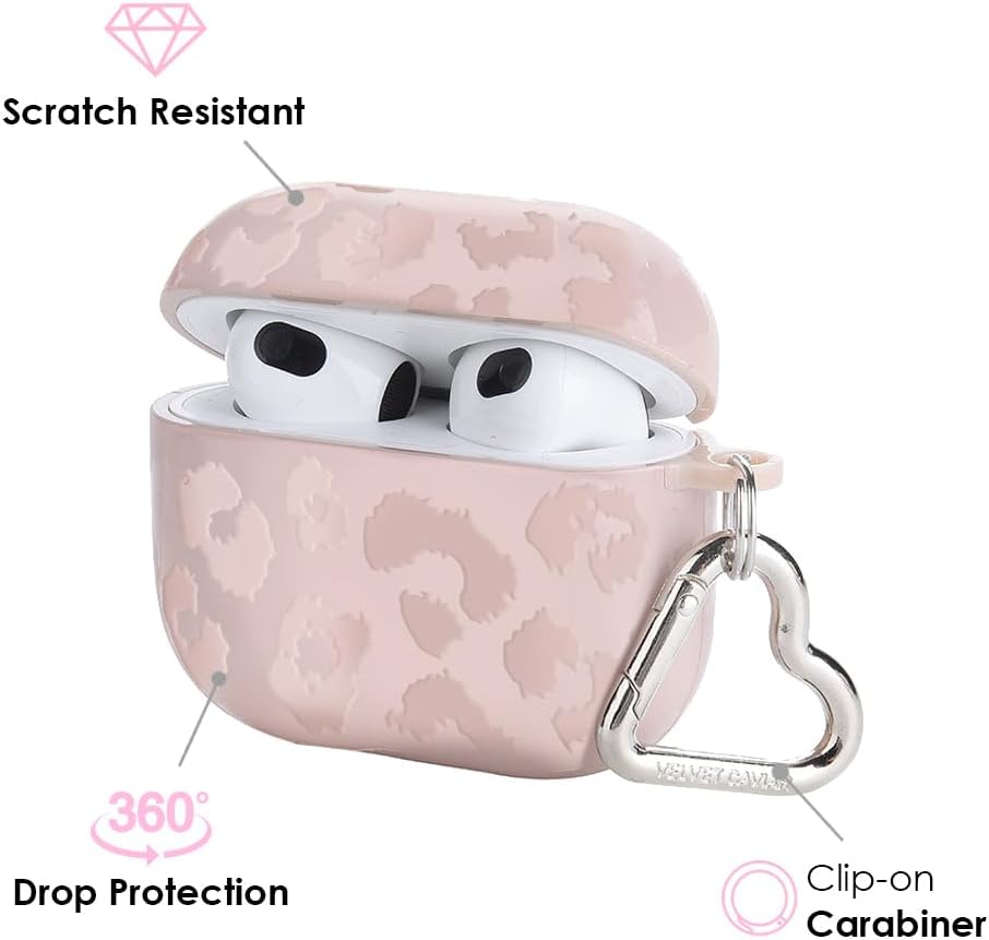 Velvet Caviar AirPods Pro Funda con llavero – Fundas protectoras rígidas compatibles con Apple Airpod Pro (leopardo nude)