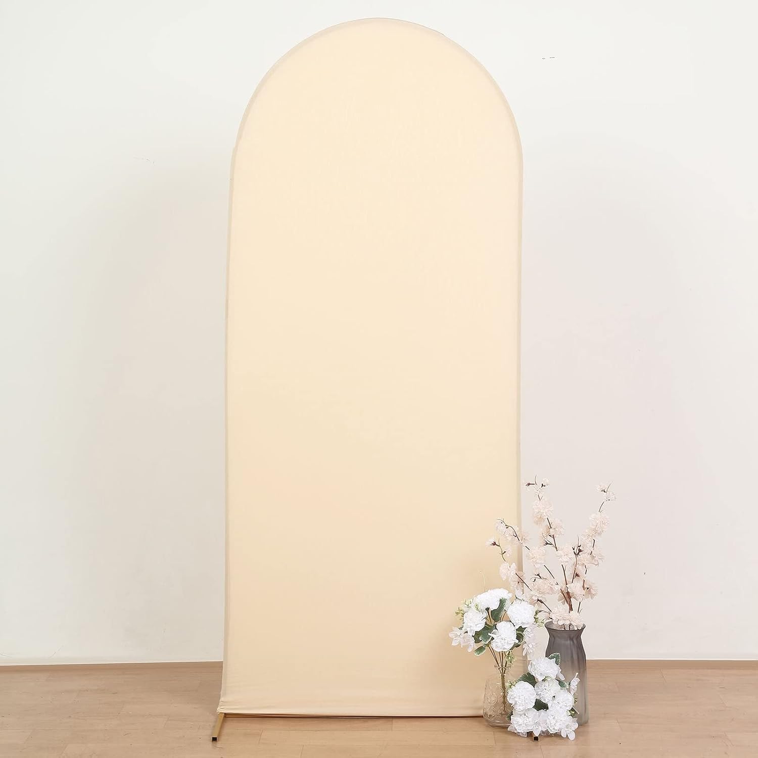 Efavormart – Cubierta de marco de fondo de elastano beige de 6 pies, cubierta de arco de boda de 2 lados