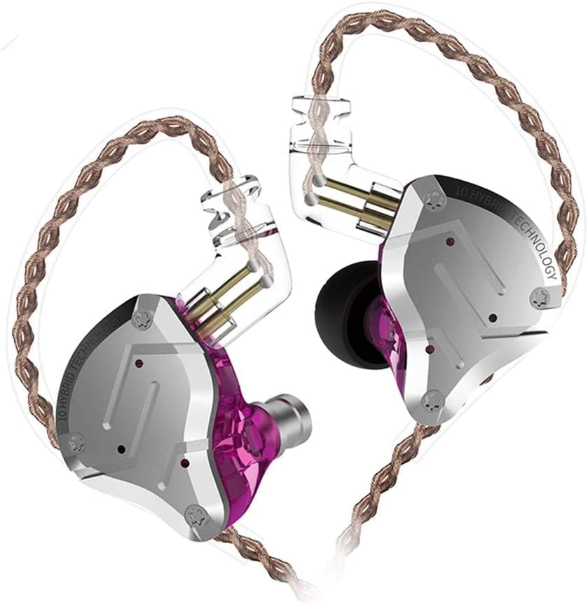 KZ ZS10 Pro IEM – Auriculares con cancelación de ruido con cable, 4BA+1DD 5 controladores, auriculares de metal HiFi con placa frontal de acero