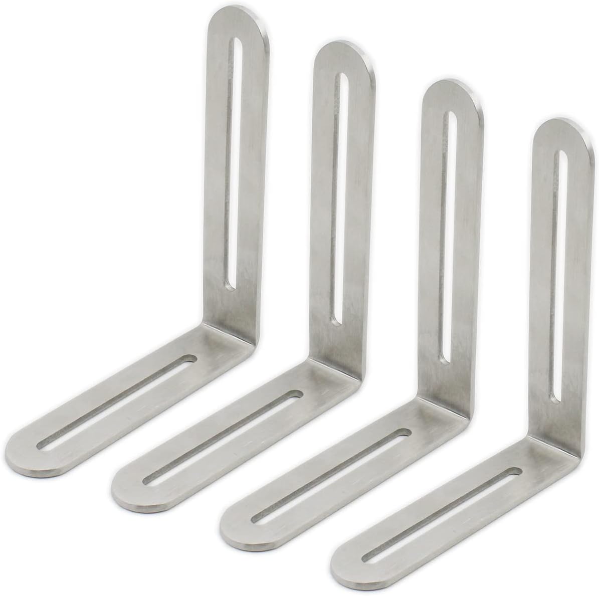 ULIFESTAR – 4 soportes de esquina ajustables en forma de L, resistentes y gruesos de acero inoxidable, soportes en ángulo recto, soporte ranurado en