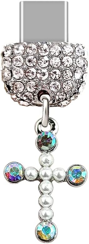 ELISE & FONDA TP83 Tipo-C Puerto de carga USB Crystal Anti Dust Plug Little Cross Cell Phone Charm para Samsung GalaxyHuaweiOnePlusXiaomioppo Nuevos