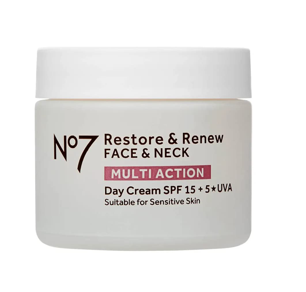 No7 Restore & Renovar Face & Neck Crema de Día MULTI ACTION 1.7 fl oz